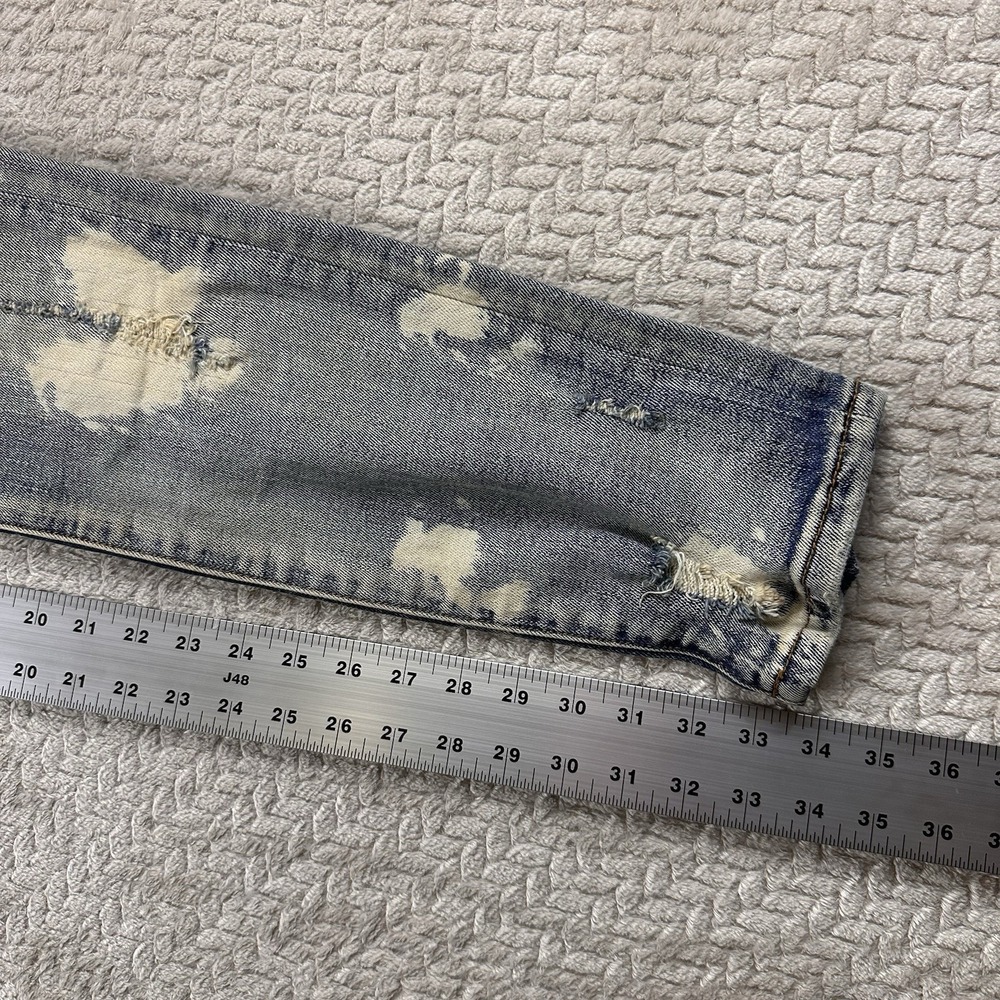 Crysp Denim Mens Jeans 34x34 Distressed Bleach Splatter Graffiti Moto Style Rock - Picture 12 of 15
